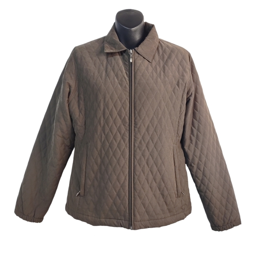 Page & Tuttle Women's Brown Quilted ZIP Up Jacket Sz S